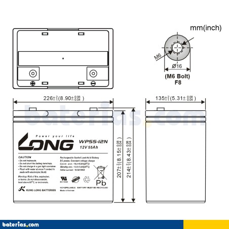 Batería Long WP55-12N 55Ah - 2