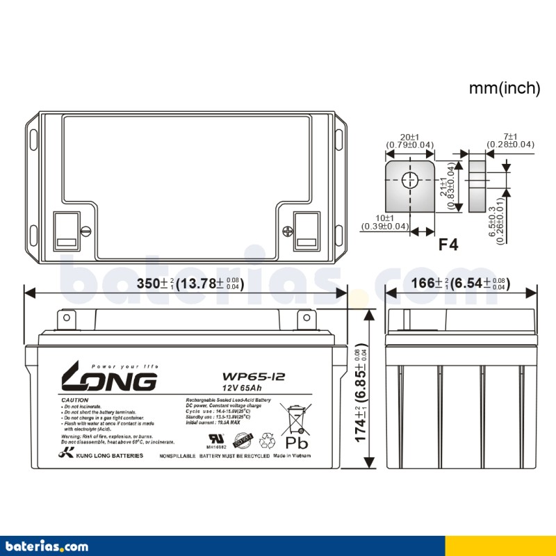 Batería Long WP65-12 65Ah - 2