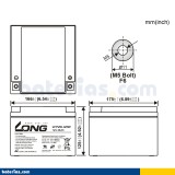 Wheelchair battery Long WP26-12NE 12V 26Ah AGM – image 2