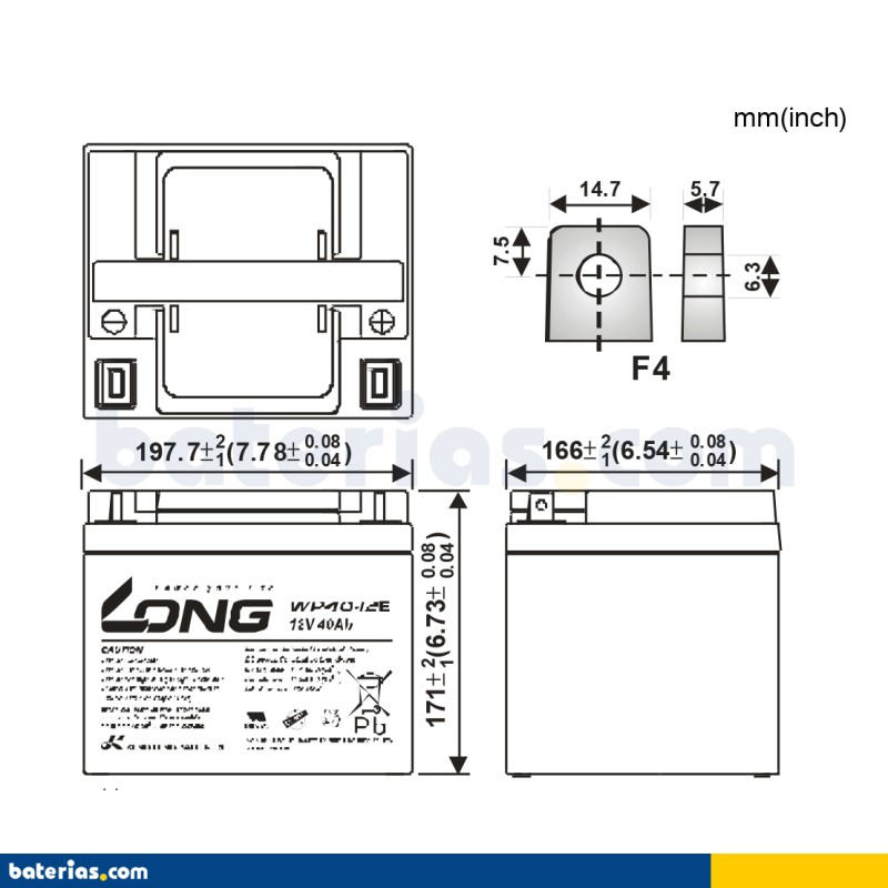 Batteria per carrozzina Long WP40-12E 12V 40Ah AGM – immagine 2