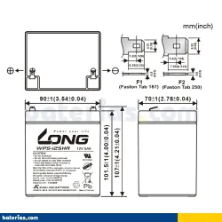 Long WP5-12SHR. Batterie pour UPS Long 5Ah 12V