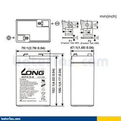 Long WP4.5-6. Batterie pour UPS Long 4.5Ah 6V