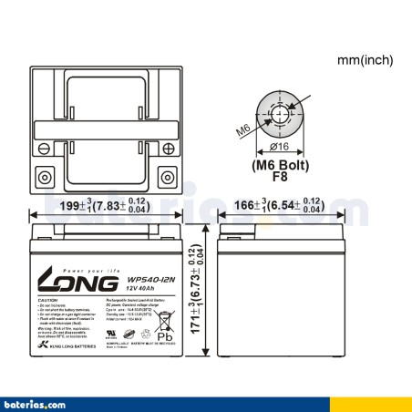 Batería Long WPS40-12N 40Ah - 2