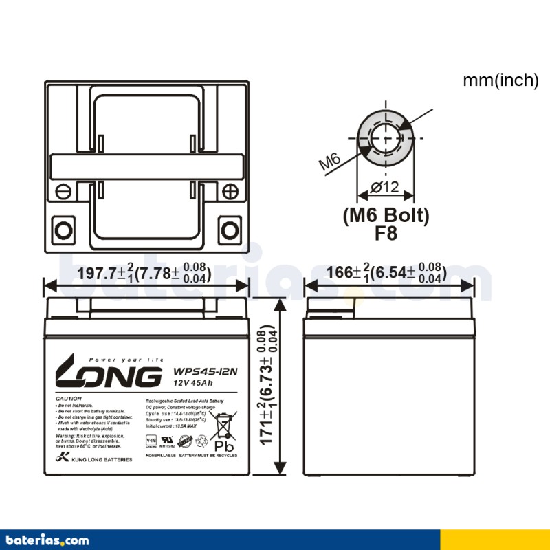 Batería Long WPS45-12N 45Ah - 2