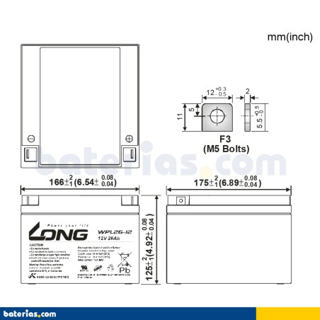 Batería Long WPL26-12 26Ah - 2