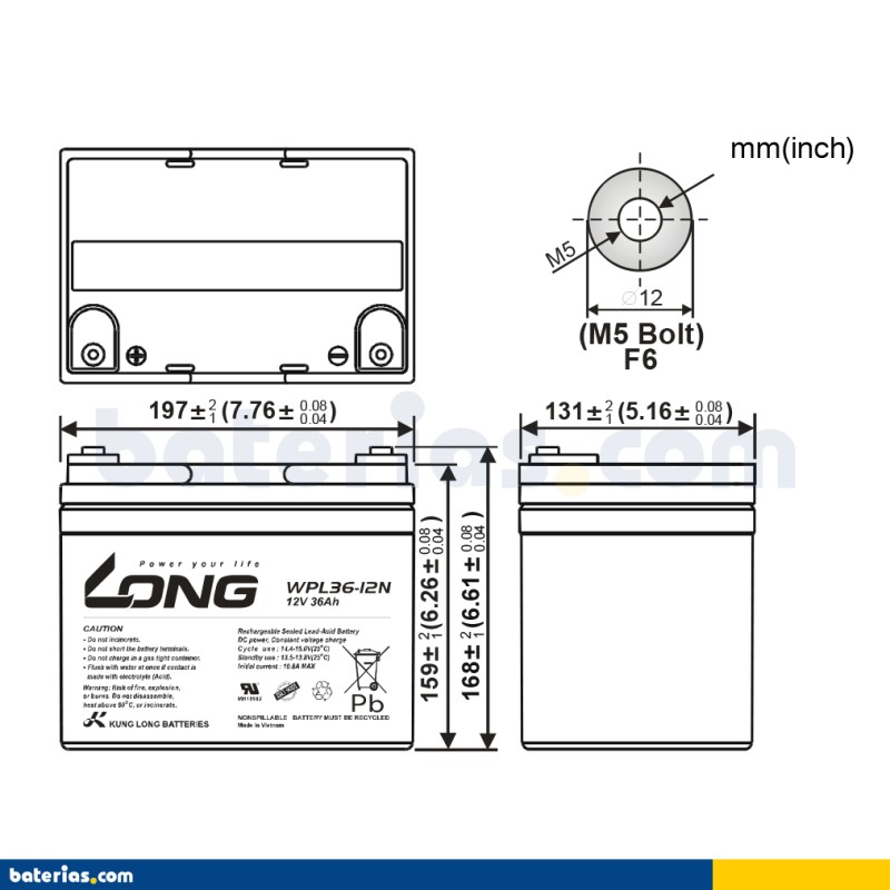 Batería Long WPL36-12N 36Ah - 2