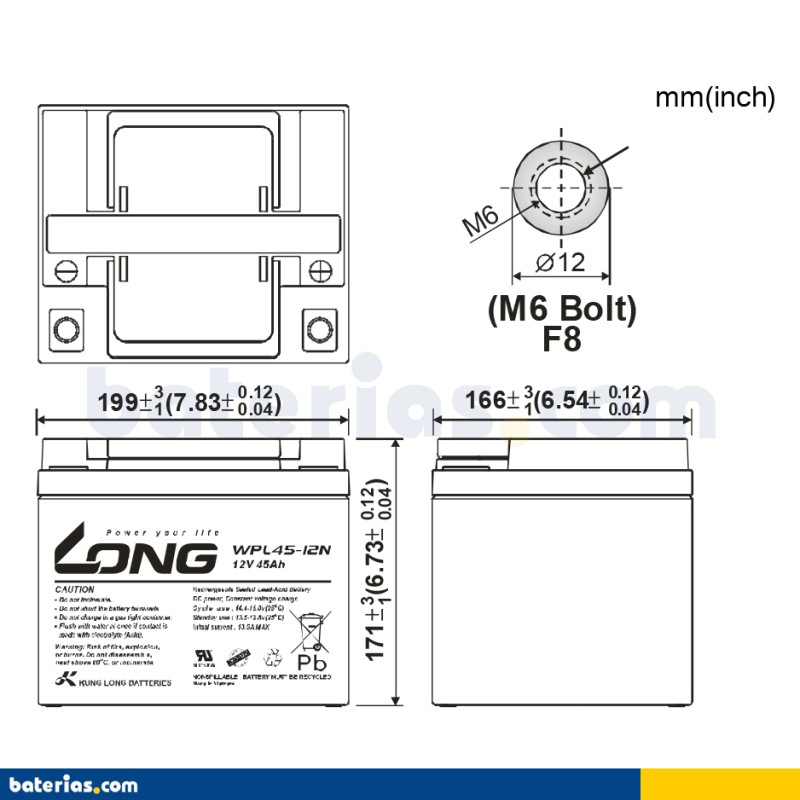 Batería Long WPL45-12N 45Ah - 2