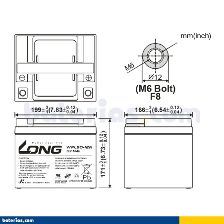 Batería Long WPL50-12N 50Ah - 2