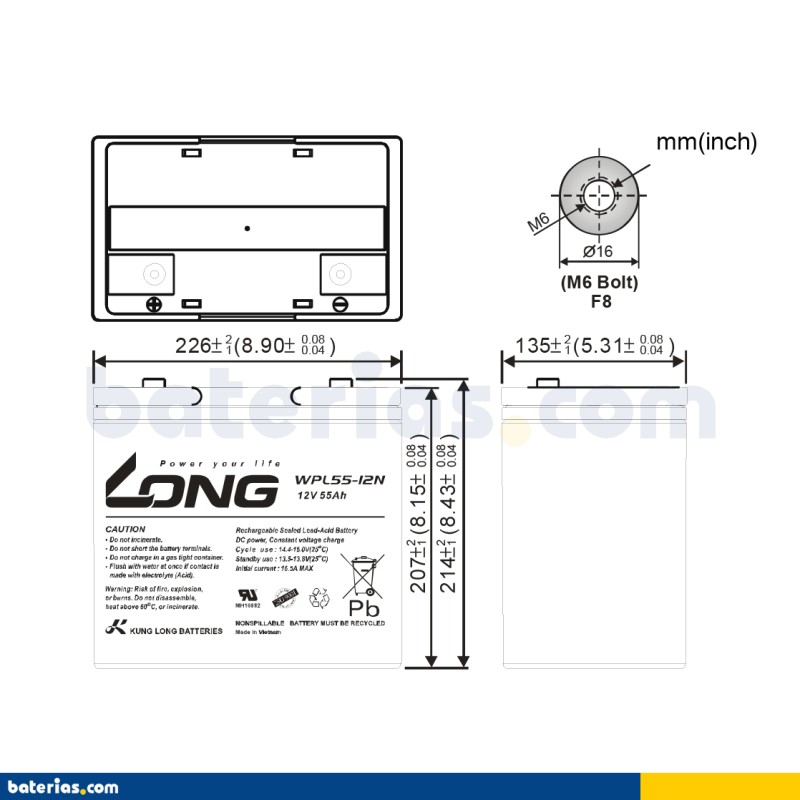 Batería Long WPL55-12N 55Ah - 2