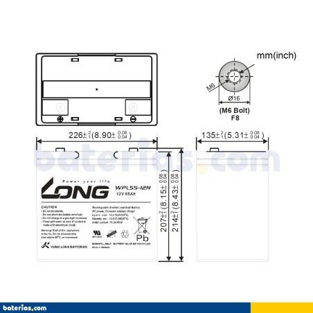 Batería Long WPL55-12N 55Ah - 2