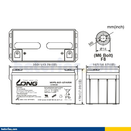 Batería Long WPL60-12ARN 60Ah - 2