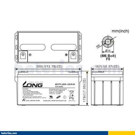Batería Long WPL65-12AN 65Ah - 2