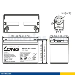 Long WPL100-12RN. Gerätebatterie Long 100Ah 12V