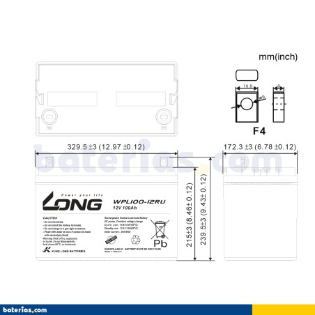 Batería Long WPL100-12RU 100Ah - 2