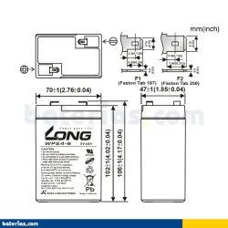 Long WPS4-6. bateria do aparelho Long 4Ah 6V