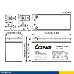 Battery Long WPS7.2-12 7.2Ah LONG - 2