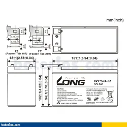 Batterie Long WPS8-12 8Ah LONG - 2