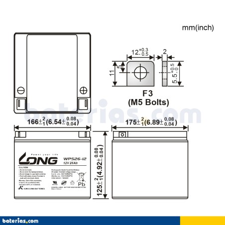 Batería Long WPS26-12 26Ah - 2