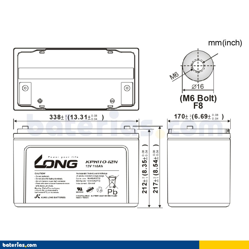 Batería Long KPH110-12N 110Ah - 2