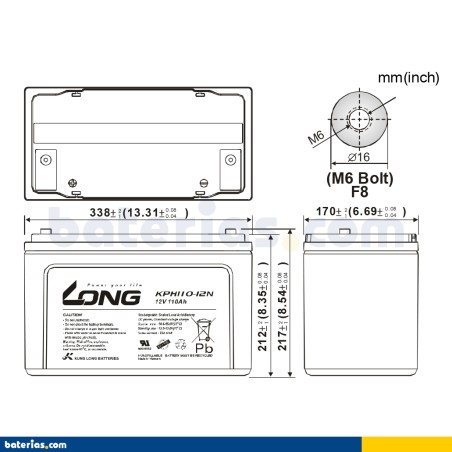 Batería Long KPH110-12N 110Ah - 2
