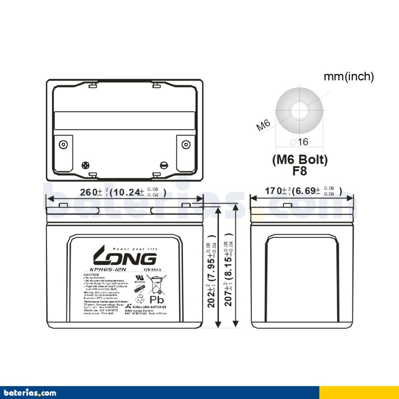 Batería Long KPH65-12N 65Ah - 2