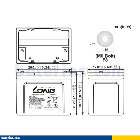 Batería Long KPH65-12N 65Ah - 2