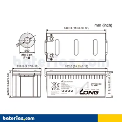 Bateria Long HTP200-12N 200Ah LONG - 2