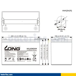 Long WXL12365WN. Batterie pour UPS Long 95Ah 12V