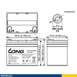 Batterie Long U1-33HN 33Ah LONG - 2