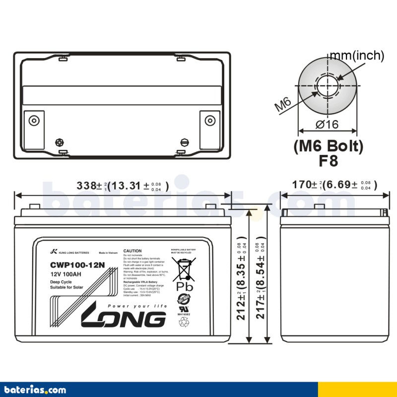 Batería Long CWP100-12N 100Ah - 2