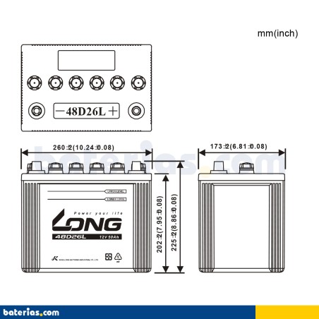 Car battery Long 48D26L 12V 50Ah – image 2