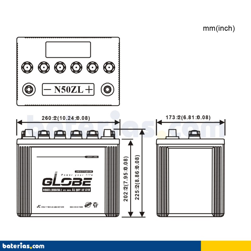 Batería Long 55D26L 60Ah - 2