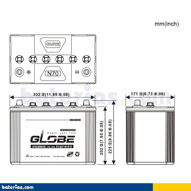 Car battery Long 65D31R 12V 75Ah – image 2