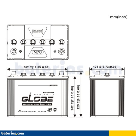 Car battery Long 65D31R 12V 75Ah – image 2
