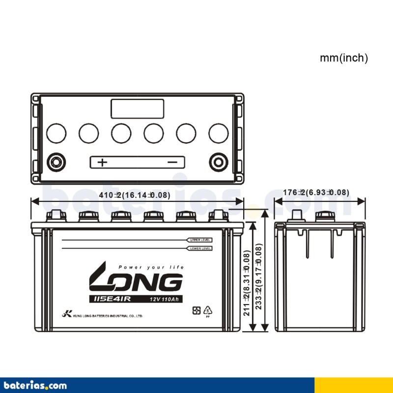 Batería Long 115E41R 110Ah - 2