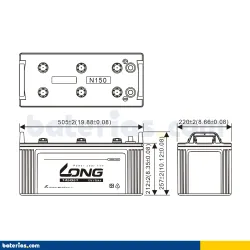 Long 145G51. Autobatterie Long 150Ah 12V