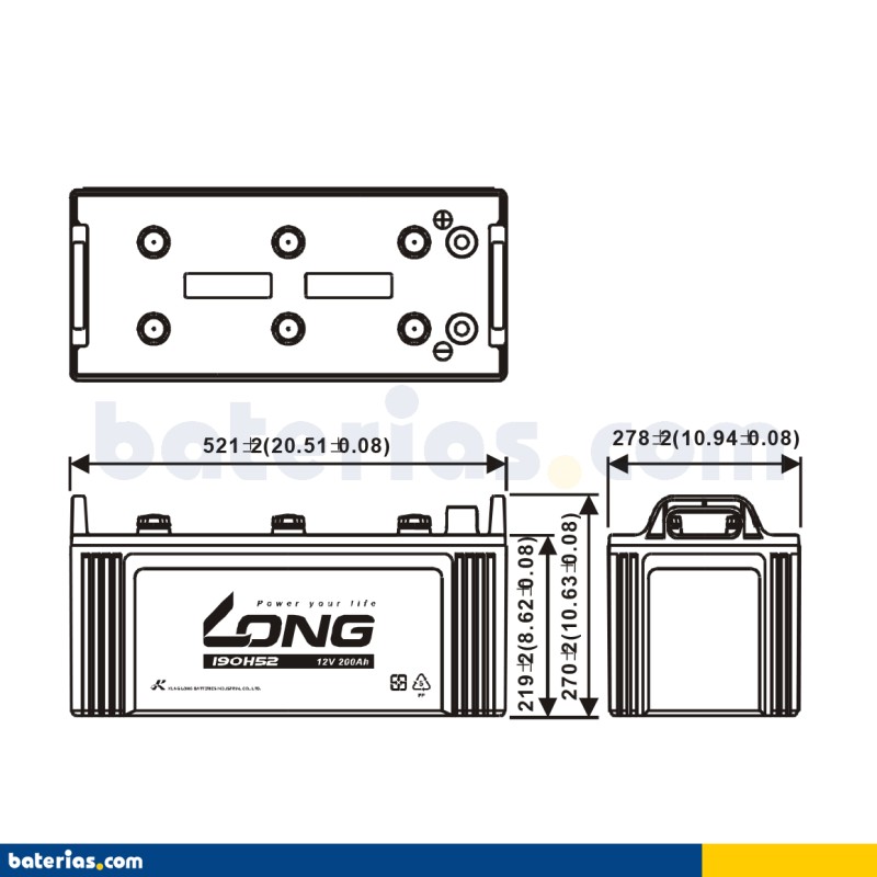Batería Long 190H52 200Ah - 2