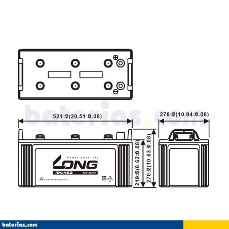 Batería LONG 190H52 12V 200Ah