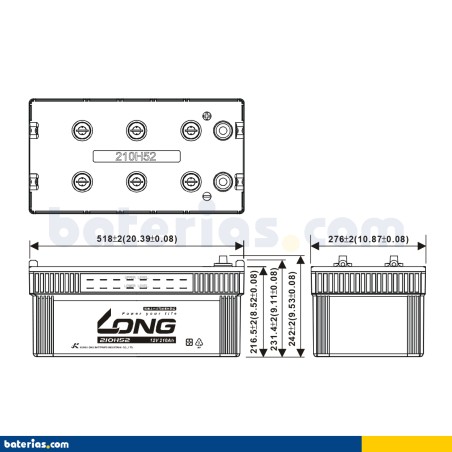 Batterie LONG 210H52 12V 210Ah