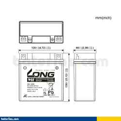 Long WP5AP. Autobatterie Long 5Ah 12V