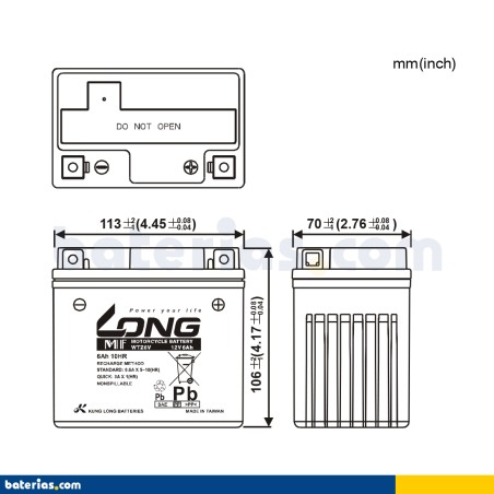 Batería Long WTZ6V 6Ah - 2