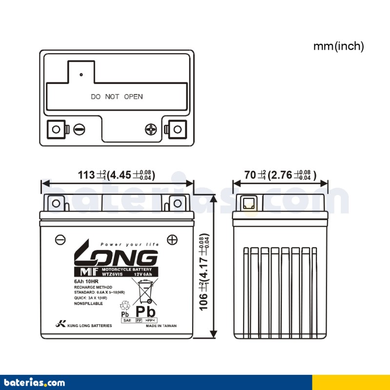 Autobatterie Long WTZ6VIS 12V 6Ah – Bild 2