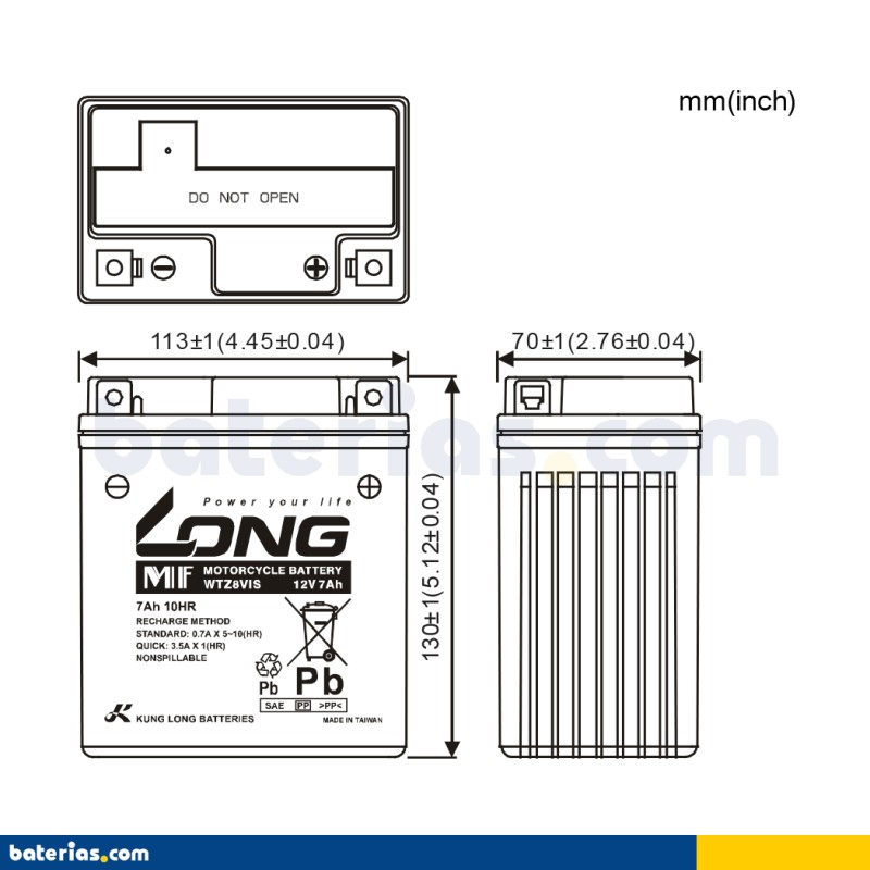 Batería Long WTZ8VIS 7Ah - 2