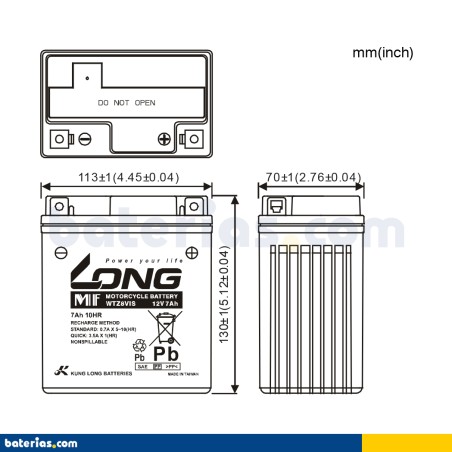 Batería Long WTZ8VIS 7Ah - 2