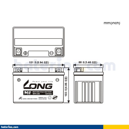 Batería Long WP9-BS 8Ah - 2