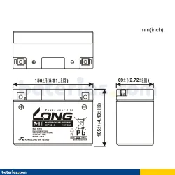 Batterie Long WP9B-4 8Ah LONG - 2