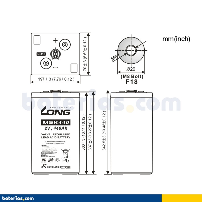 Batería Long MSK440 440Ah - 2