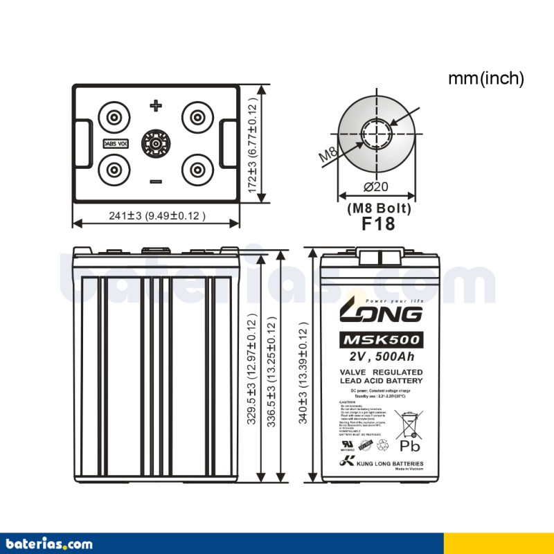 Batería Long MSK500 500Ah - 2