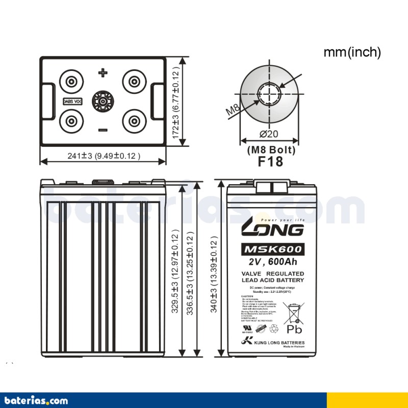 Batería Long MSK600 600Ah - 2