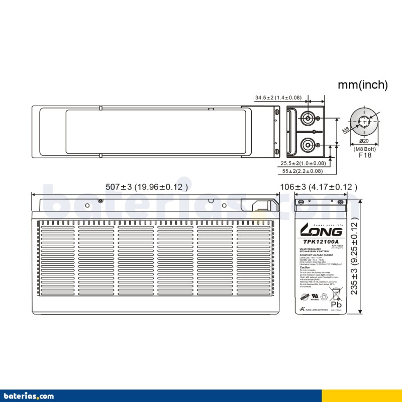 Batería Long TPK12100A 100Ah - 2